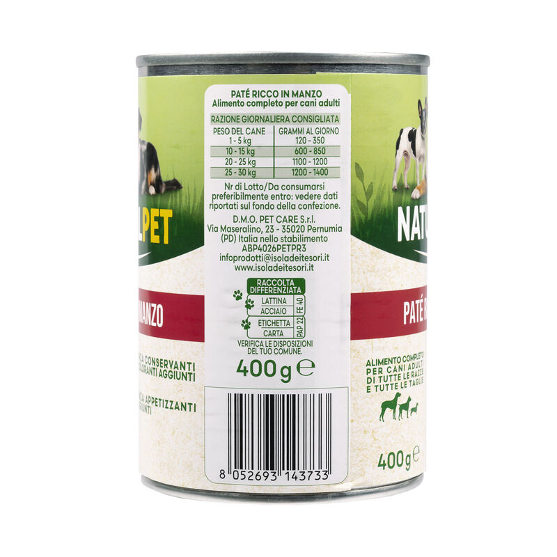 Naturalpet Dog Adult Pat&egrave; ricco in Manzo 400 gr