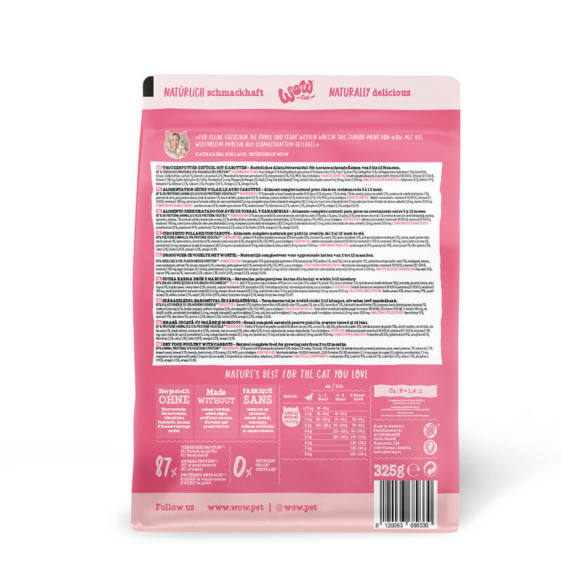 Wow Cat Kitten con Pollame e Carote 325 gr