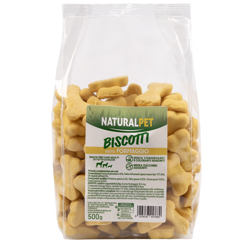 Naturalpet Dog Adult Snack biscotti gusto formaggio 500gr