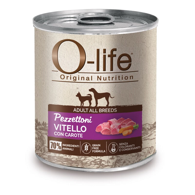 O-life Dog Adult Pezzettoni Vitello con carote 400gr