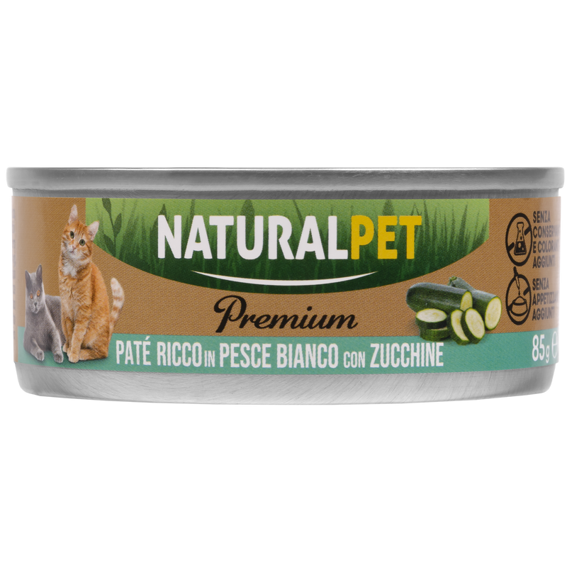 Naturalpet Premium Cat pat&eacute; al pesce bianco con zucchine 85gr