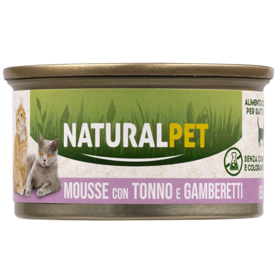 Naturalpet Cat Adult Mousse con Tonno e gamberetti 85 gr