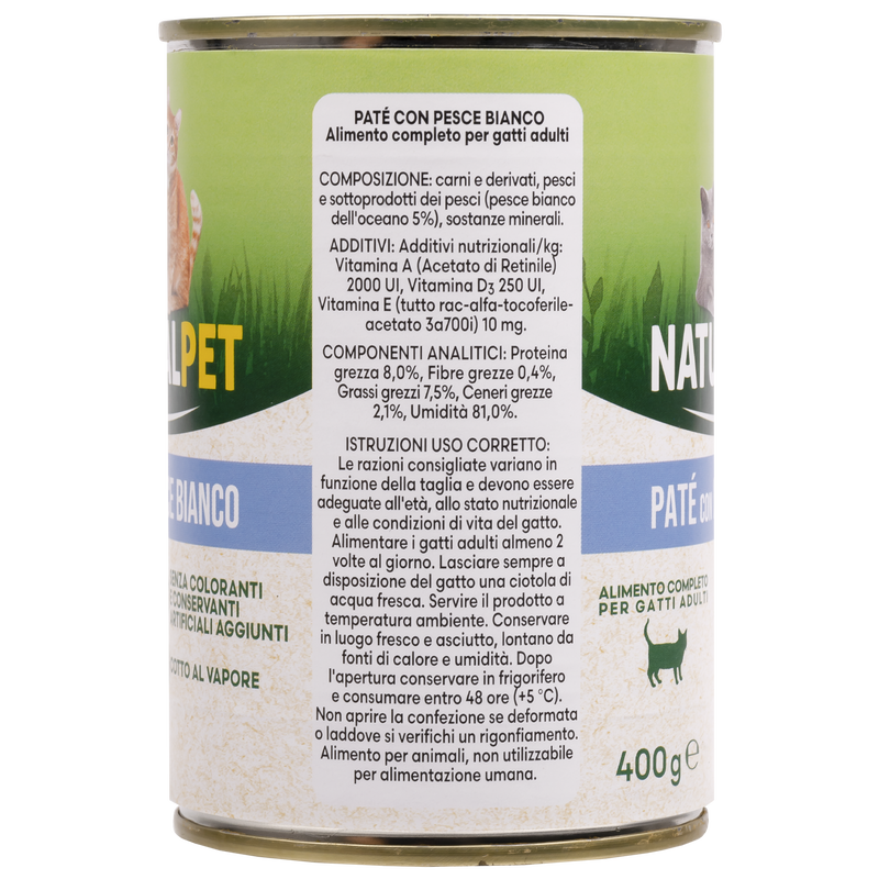 Naturalpet Cat Adult Pat&eacute; Pesce Bianco  400 gr