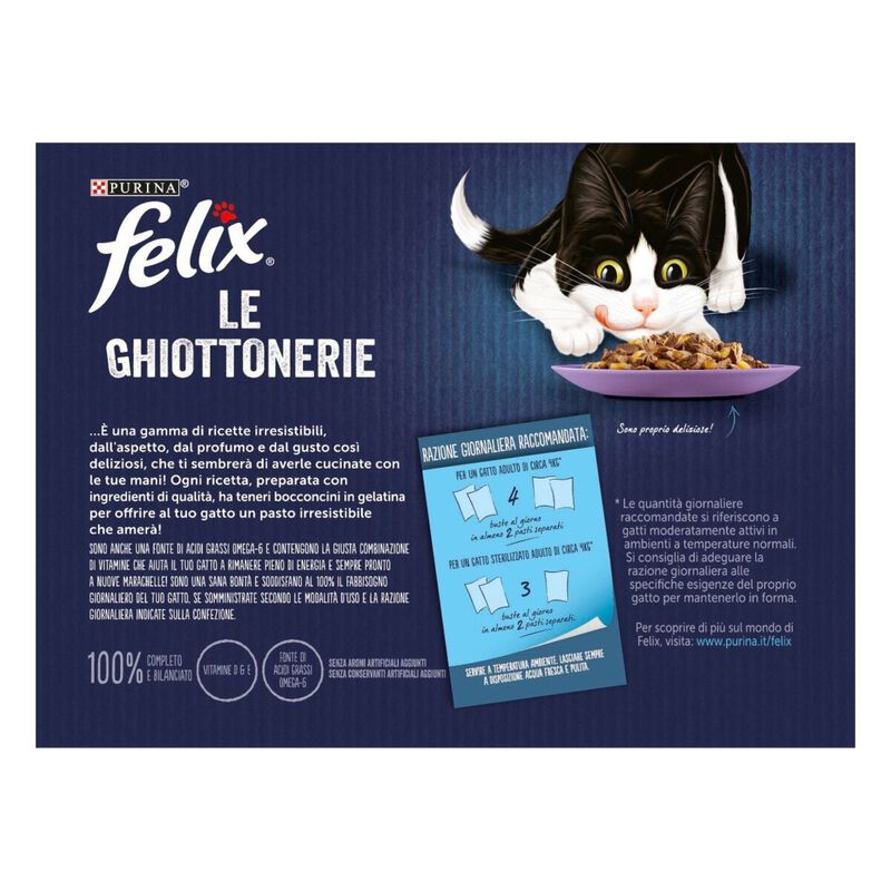 Felix Le Ghiottonerie Cat Le Preferite con Manzo, Pollo, Salmone e Tonno 12 x 85 gr
