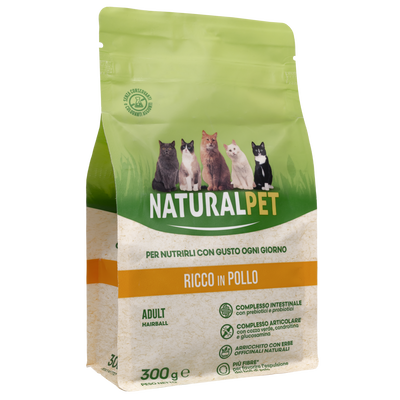 Naturalpet Cat Adult Hairball ricco in Pollo 300gr