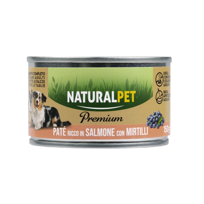 Naturalpet Premium Dog Adult Pat&eacute; ricco in Salmone con mirtilli 150 gr