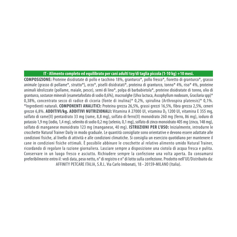 Natural Trainer Daily Nutrition Dog Small&Toy con Tonno 2 kg