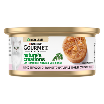 Gourmet Nature's Creations Fiocchi di Tonnetto in Gel&egrave;e con Gamberetti 70gr