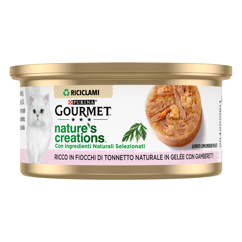 Gourmet Nature's Creations Fiocchi di Tonnetto in Gel&egrave;e con Gamberetti 70gr