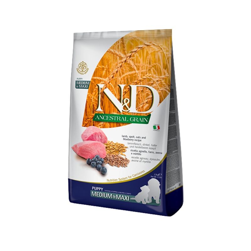 N&D Farmina Ancestral Grain Puppy Medium & Maxi Agnello e Mirtillo 2,5 kg