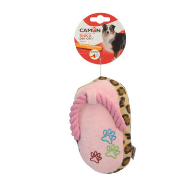 Camon Gioco per Cani Ciabattine infradito in peluche con corda e squeaker 16 cm