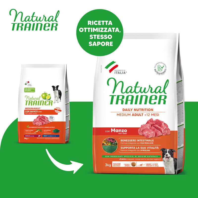 Natural Trainer Daily Nutrition Dog Adult Medium con Manzo 3kg