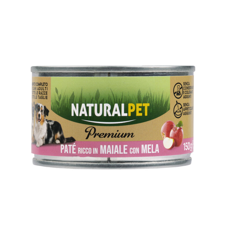 Naturalpet Premium Dog Adult Pat&eacute; ricco in Maiale con mela 150 gr
