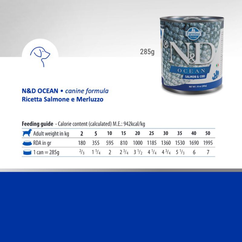 Farmina N&D Ocean Dog Adult Salmone e Merluzzo 285 gr