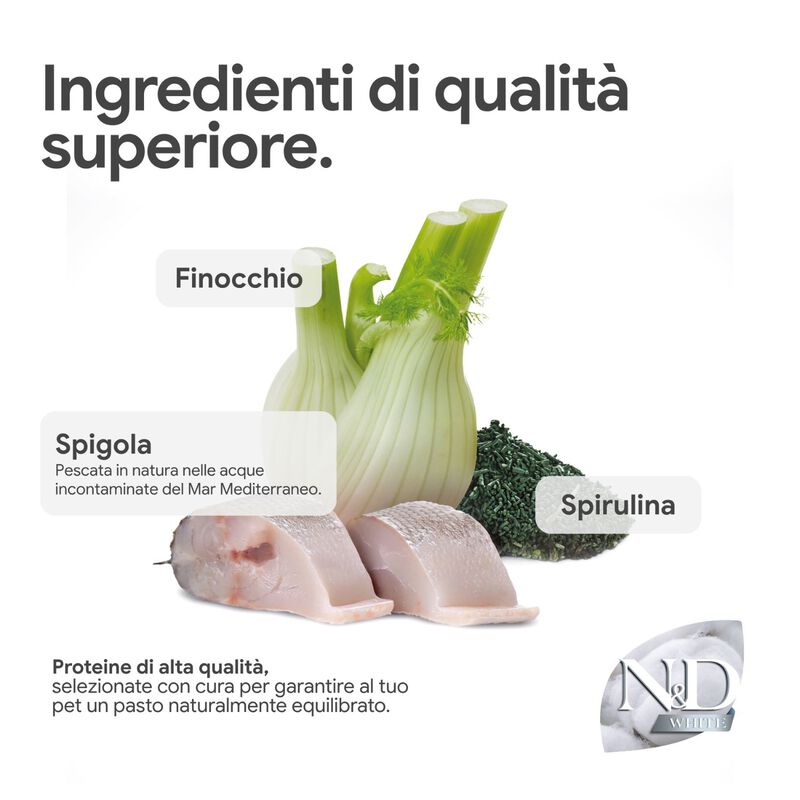 N&D Farmina White Dog Adult Mini Spigola, Spirulina & Finocchio 5kg