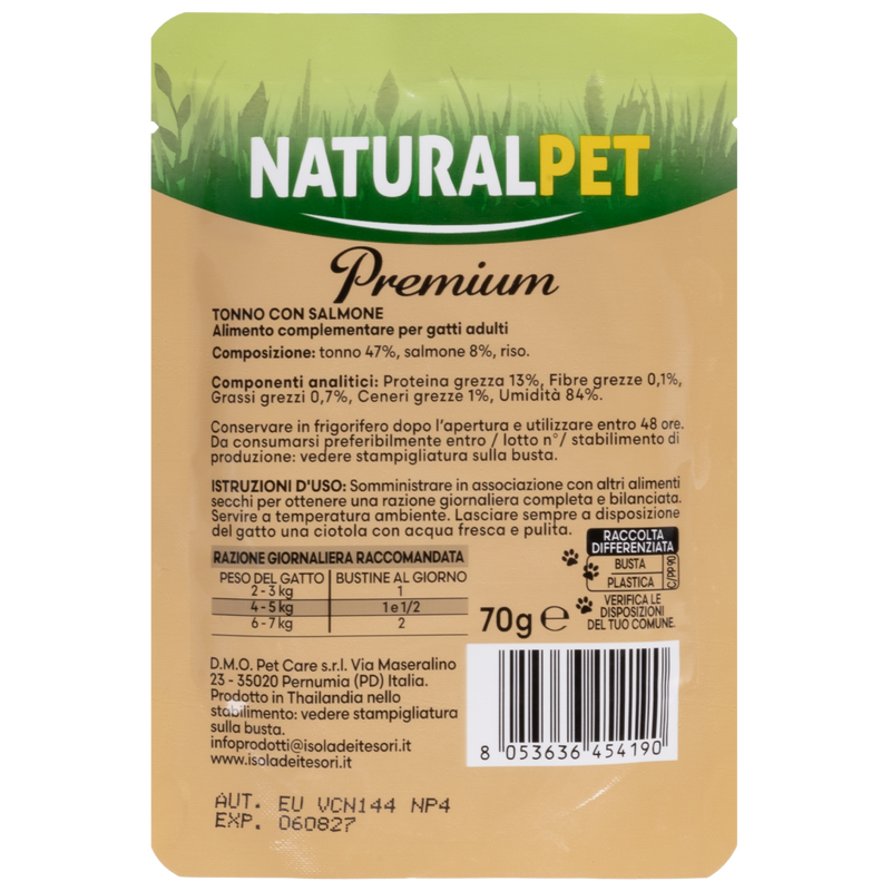 Naturalpet Premium Cat Adult Tonno con salmone 70gr