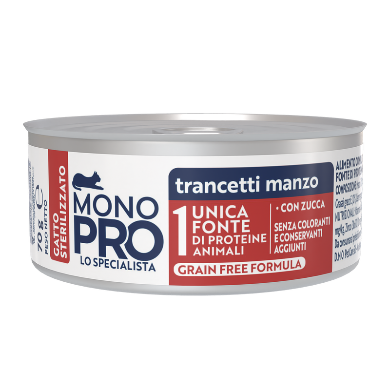 Monopro Cat Steril Trancetti manzo con zucca 70gr
