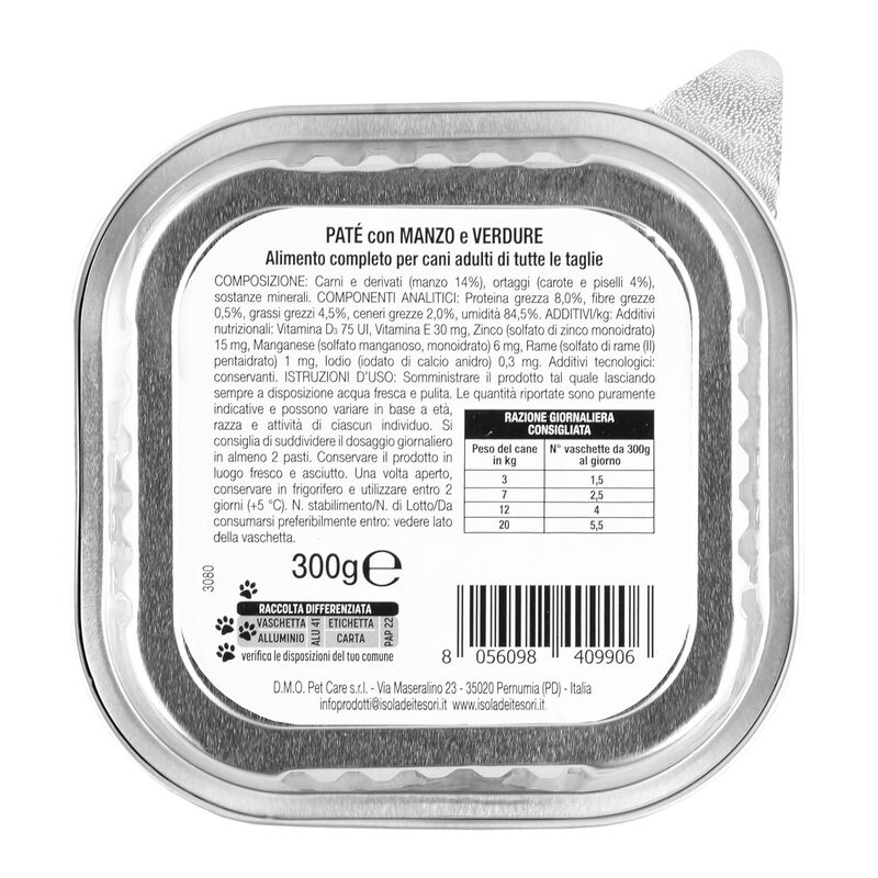 Dag Dog Adult All Breed pat&eacute; con Manzo e verdure 300gr