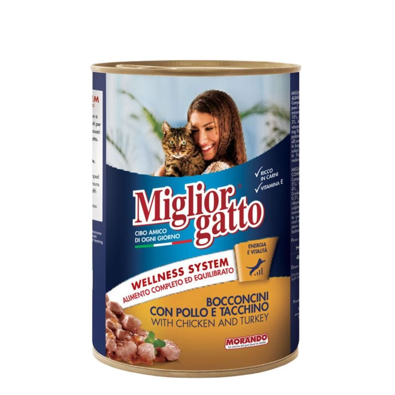 Migliorgatto Cat Adult Bocconcini con Pollo e Tacchino 405 gr