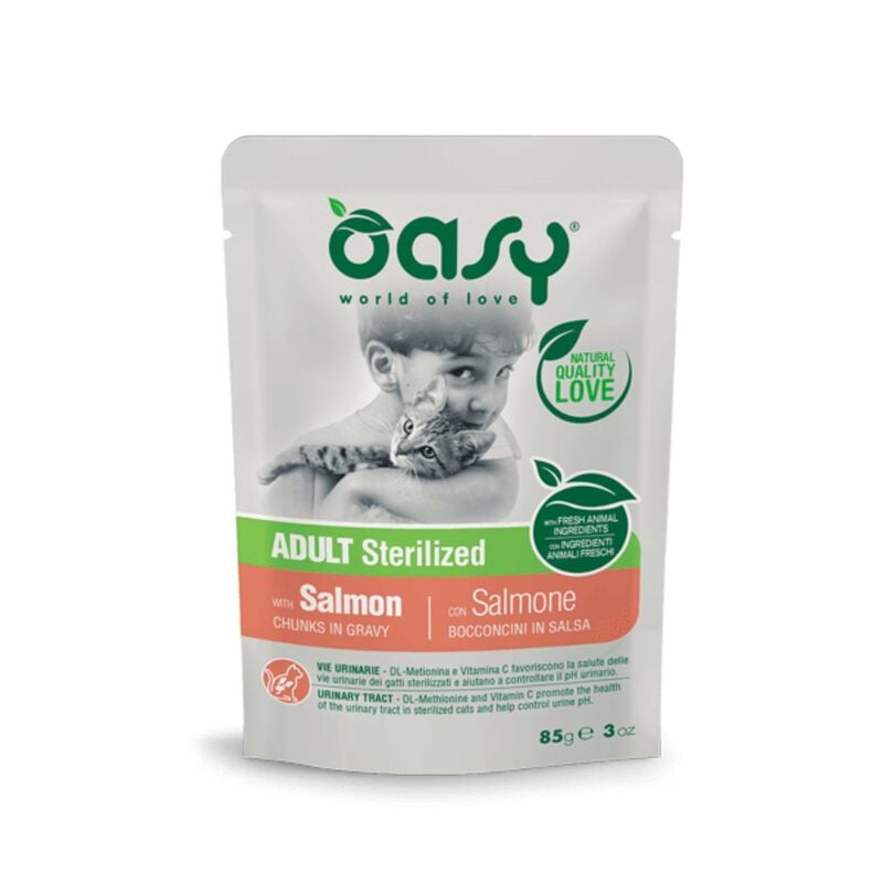 Oasy Cat Adult Sterilised Bocconcini con Salmone 85 gr