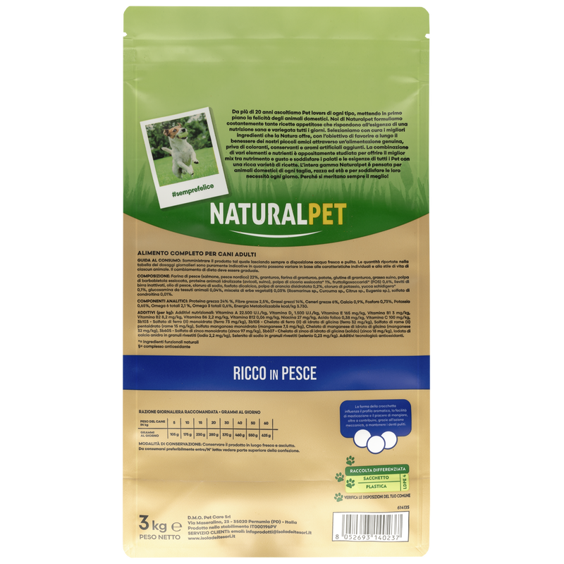 Naturalpet Premium Dog Adult Medium&Large ricco in Pesce 3kg