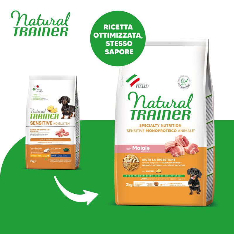 Natural Trainer Sensitive Dog No Gluten Small & Toy Adult con Maiale 2 kg