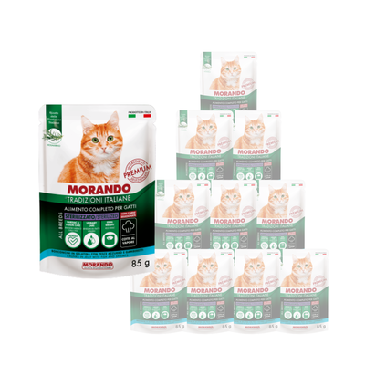 Morando Tradizioni Italiane Cat Adult Steril bocconcini in salsa con pesce azzurro e gamberetti 85gr