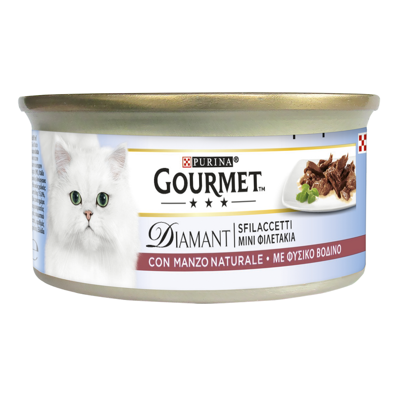 Gourmet Diamant Cat Adult Sfilaccetti con Manzo Naturale 85 gr