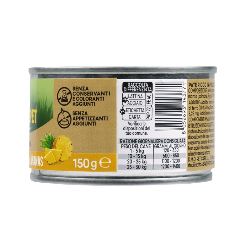 Naturalpet Premium Dog Adult Pat&eacute; ricco in Pollo con ananas 150gr