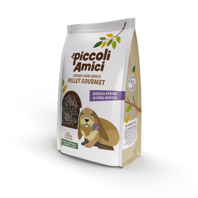 Piccoli Amici Pellet Gourmet Conigli nani adulti ricco in farina di erba medica 2,5kg