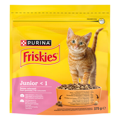 Friskies Cat Junior con Pollo, Tacchino con Latte e Verdure 375 gr