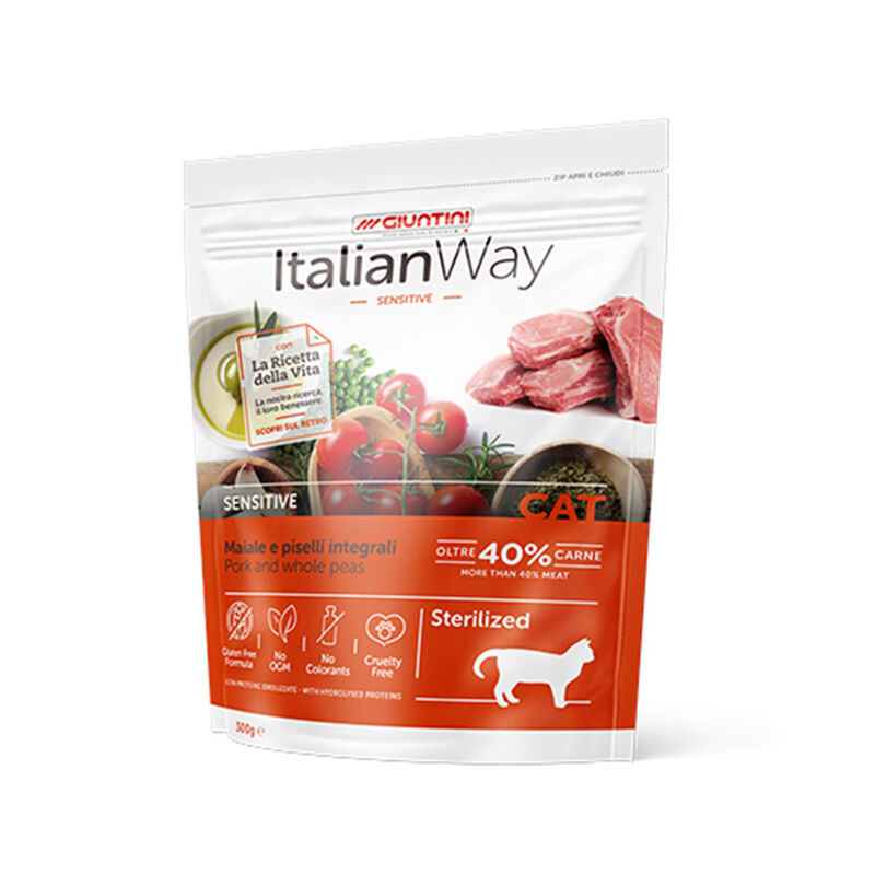 Italianway Cat Adult Sterilised Sensitive Maiale e piselli 300 gr