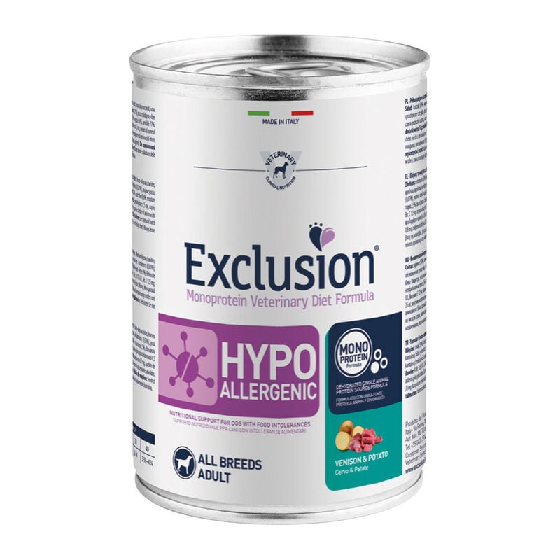 Exclusion Monoprotein Veterinary Diet Dog Hypoallergenic Cervo e Patate 400 gr