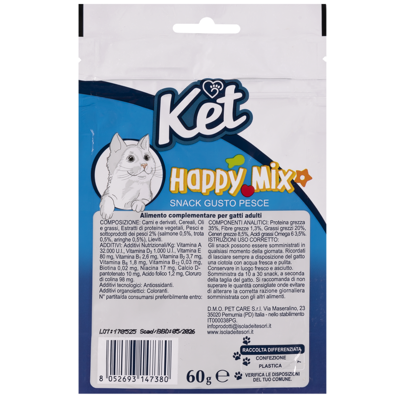 Ket Cat Adult Snack Happy Mix gusto Pesce 60 gr