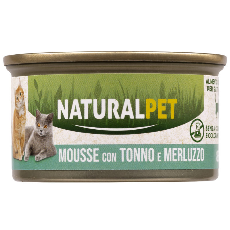 Naturalpet Cat Adult Mousse con Tonno e Merluzzo 85 gr
