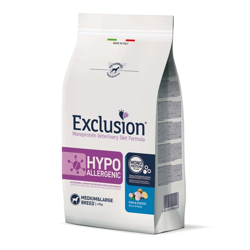 Exclusion Monoprotein Veterinary Diet Dog Medium Large Hypoallergenic Pesce e Patate 2 Kg