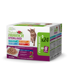 Natural Trainer Bocconcini per Gatti Adulti Steril con Merluzzo, Tacchino, Tonno e Manzo 85grx24pz
