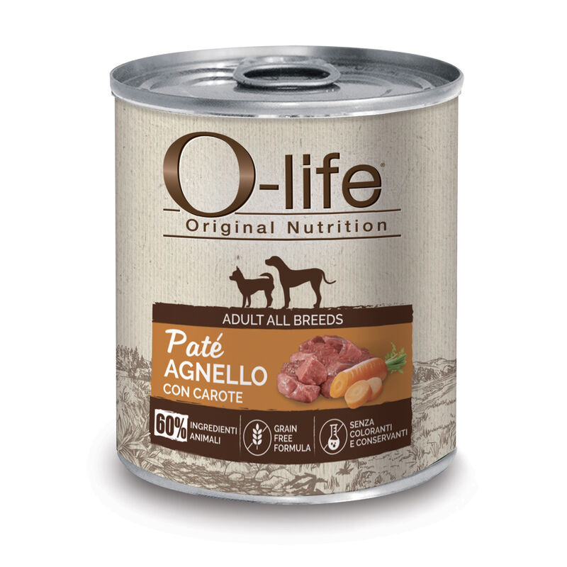 O-life Adult All Breeds Pat&eacute; Agnello e Carote 400g