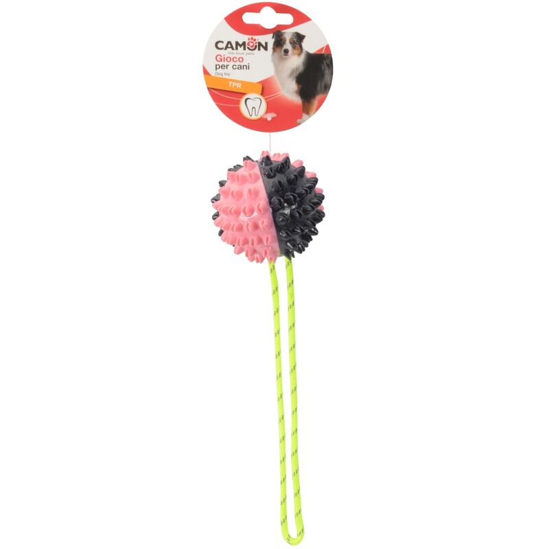 Camon Gioco Cane Pallina in TPR e Corda Bicolore