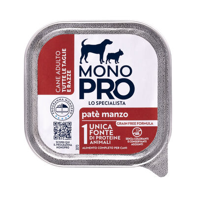 Monopro Dog Adult All breeds Pat&eacute; Manzo150gr