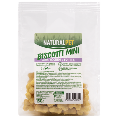 Naturalpet Dog Adult Mini&Medium Snack biscotti gusto yogurt e frutta 150gr