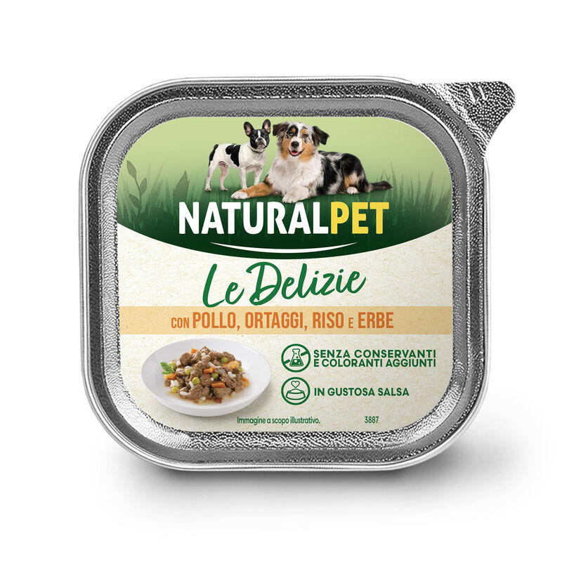 Naturalpet Le Delizie Dog Adult Bocconcini con pollo, ortaggi, riso ed erbe 150gr