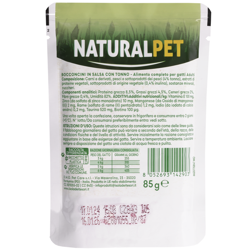 Naturalpet Cat Adult Bocconcini in salsa con Tonno 85gr
