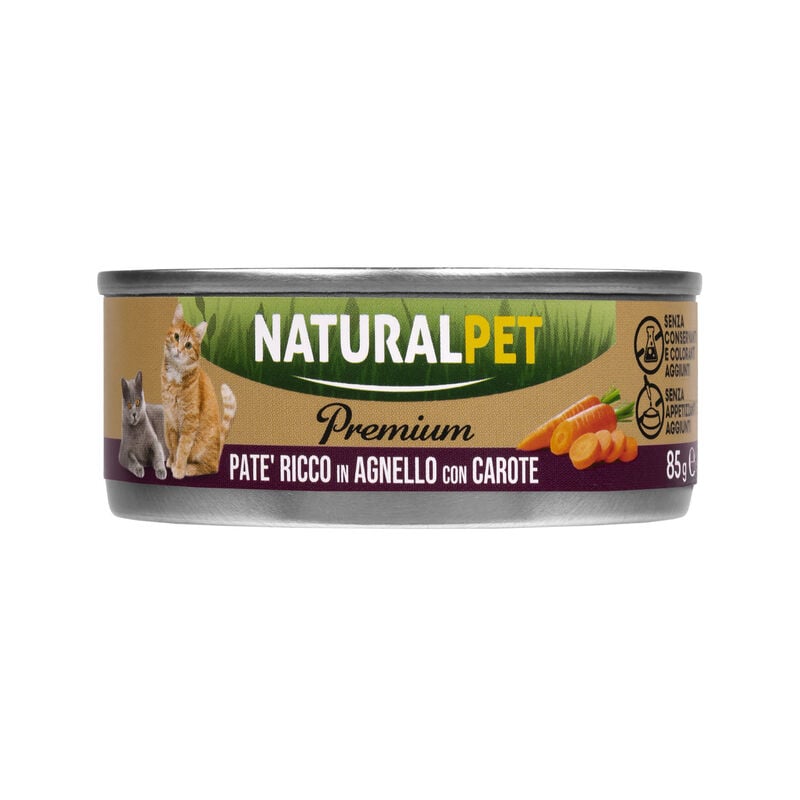 Naturalpet Premium Cat Adult Pat&eacute; ricco in Agnello con carote 85gr