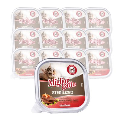 Migliorgatto Cat Sterilised Delicato Pat&egrave; con Manzo, Fegato e Carote 100 gr