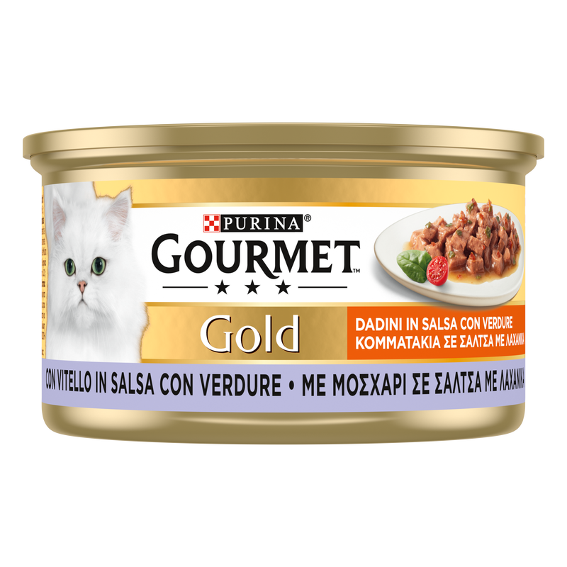 Gourmet Gold Cat Adult Dadini in Salsa con Vitello e Verdure 85 gr