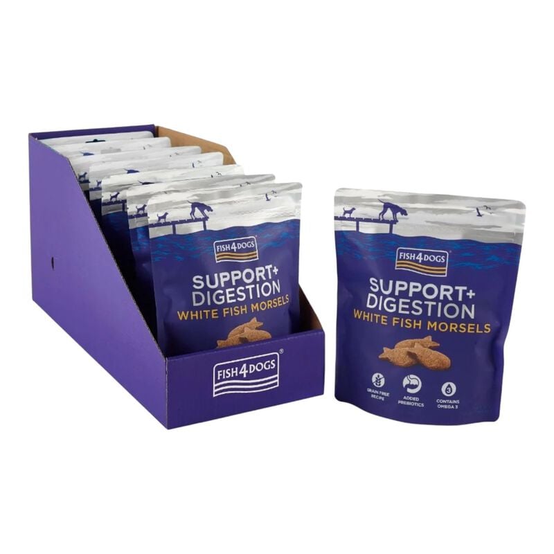Fish4Dogs Dog Support + Digestion White Fish Morsels 225 gr