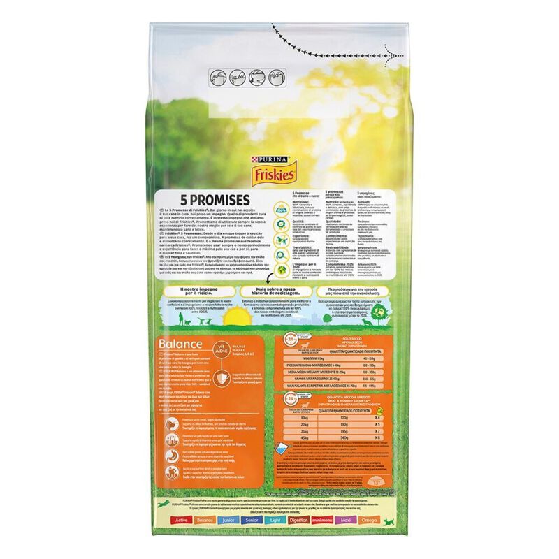 Friskies Dog Adult Balance con Pollo, Manzo e Verdure 4 kg