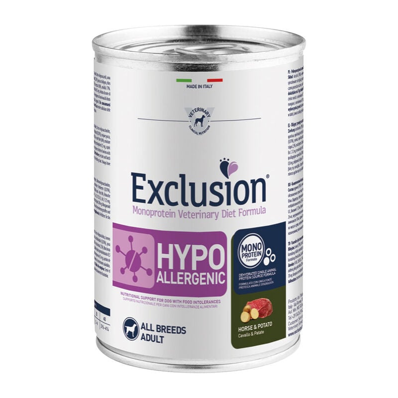 Exclusion Monoprotein Veterinary Diet Dog Hypoallergenic Cavallo e Patate 400 gr
