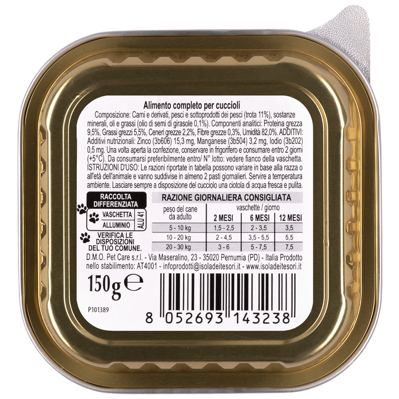 Naturalpet Prime Orme Puppy pat&eacute; con Trota 150gr